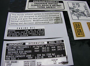 warning sticker sheets on Ebay for Honda 750